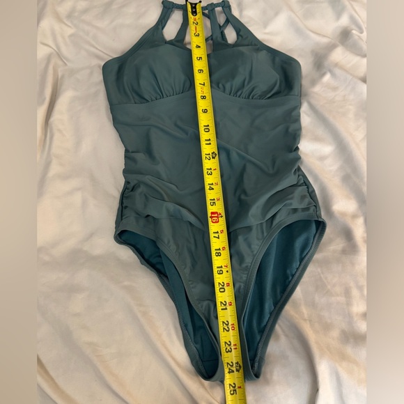 Merona Forest Green on piece bathing suit - Picture 8 of 9